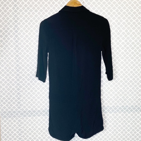 NWT Monrow Crepe Zip Up Romper in Black - Picture 13 of 13